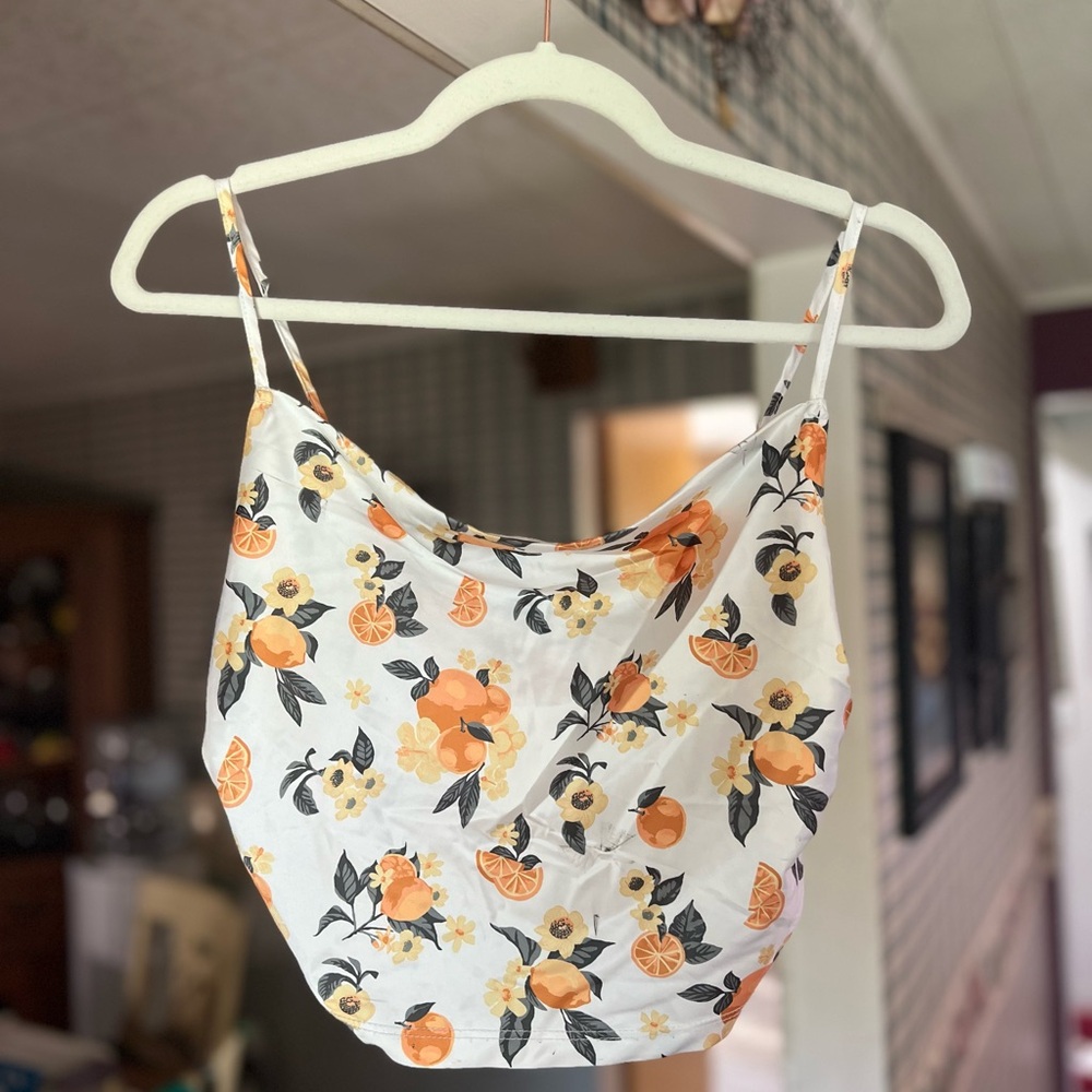 Derek Heart Floral Citrus Print Top